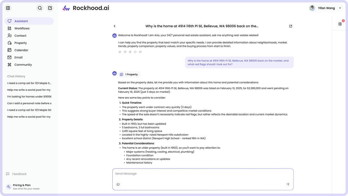 Rockhood AI Assistant Interface